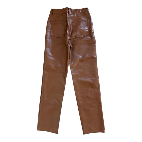 The Melina Pant Hi-waisted Vegan Leather Cognac - Picture 3 of 6